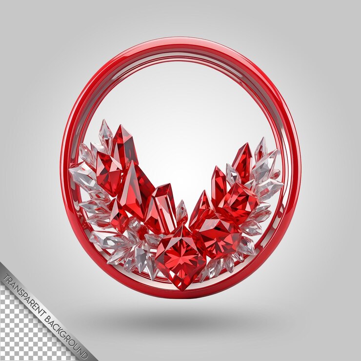 PSD a red circle with a red border and a red circle with a small snowflake in it