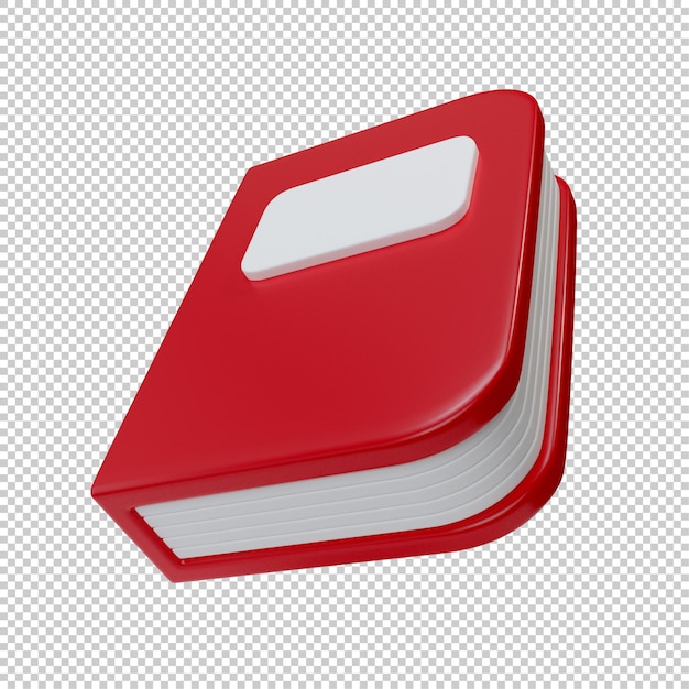 Red closed book cartoon 3d icon