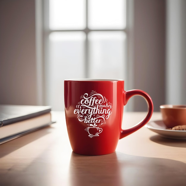 red coffee mug mockup