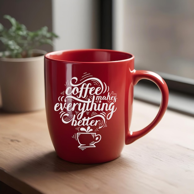 red coffee mug mockup