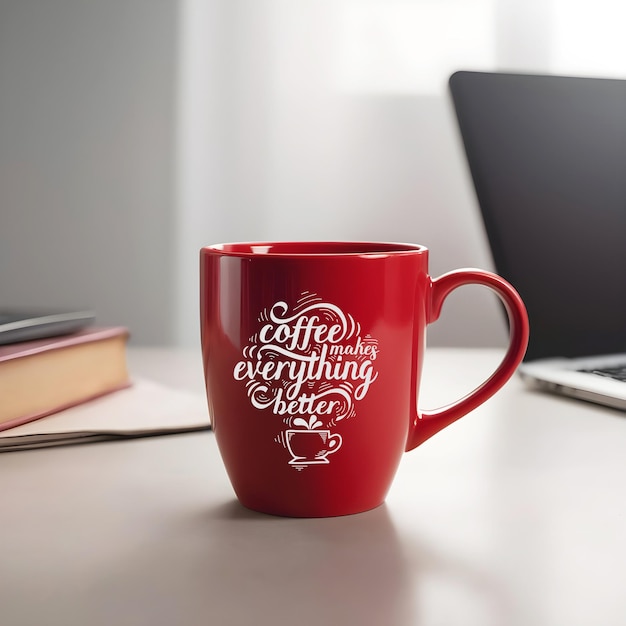 red coffee mug mockup