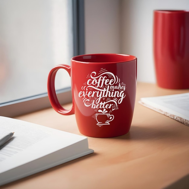 red coffee mug mockup