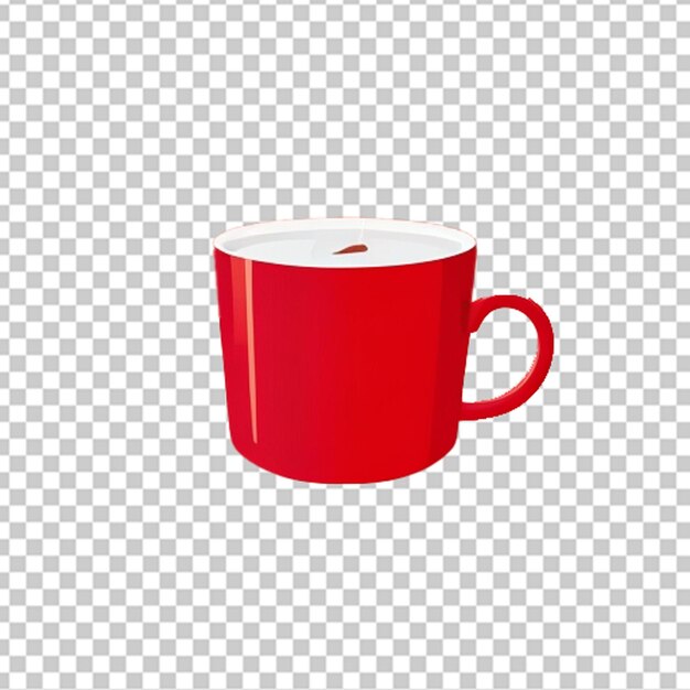 PSD red coffee mug with steam in flat design