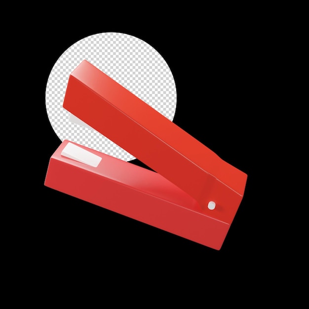 Red Color 3D Style Stapler Icon On Black Background