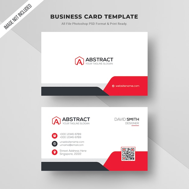 PSD red color business card template