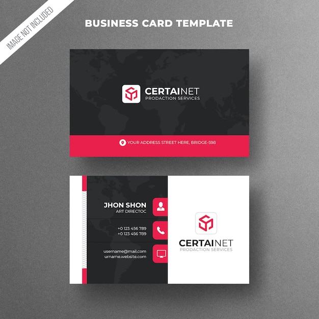 PSD red color clean business card template