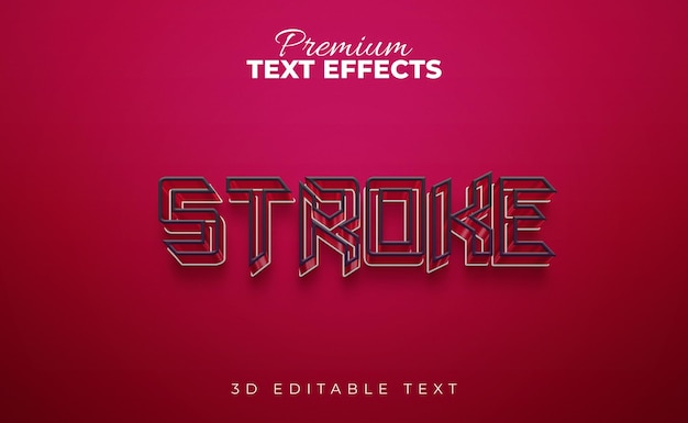 Red Color Stroke 3D text Stylish effects