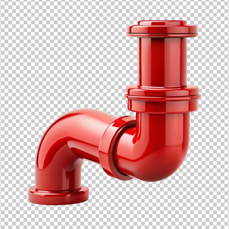 PSD red color water pipe on transparent background