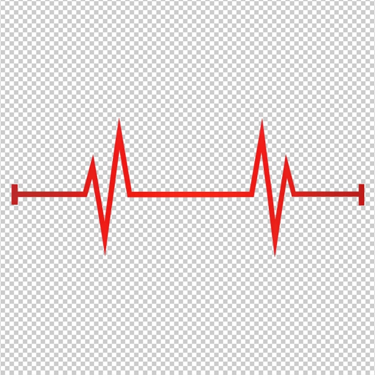 PSD red colour medical heartbeat line on white background