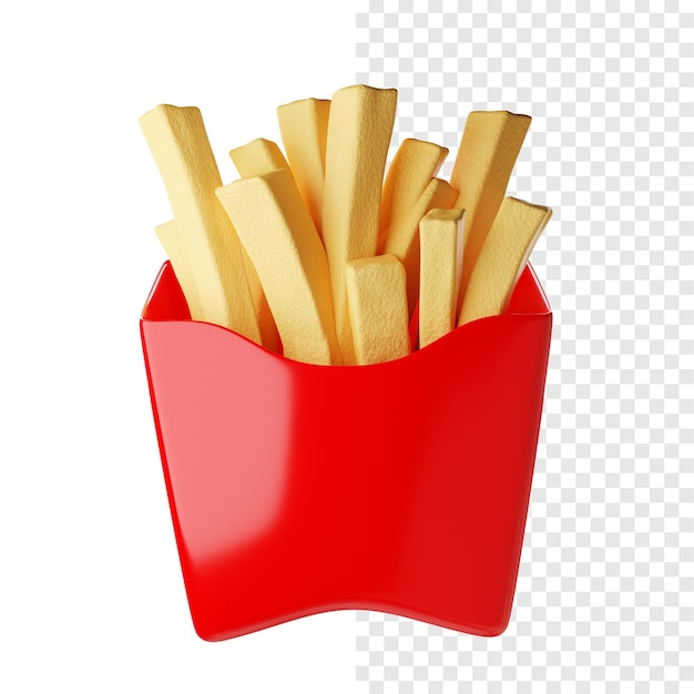 red container of french fries with a red box of french fries