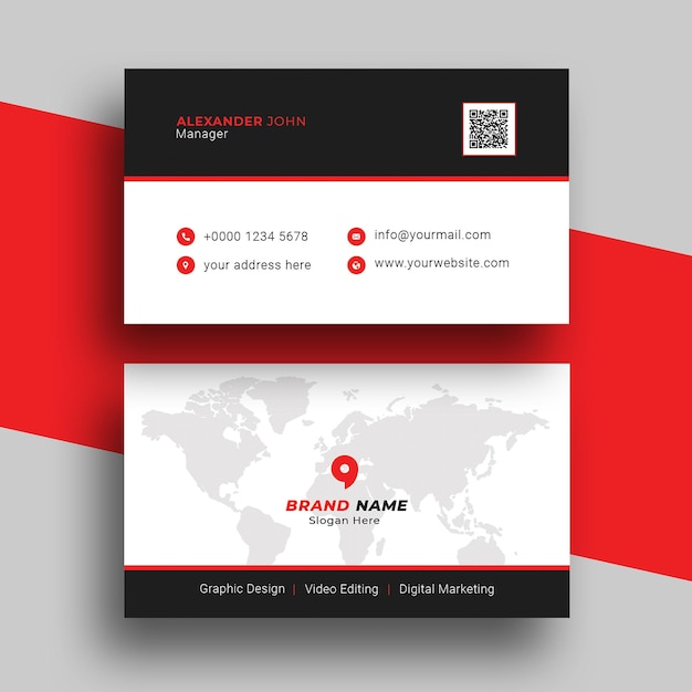 PSD red corporate business card psd template