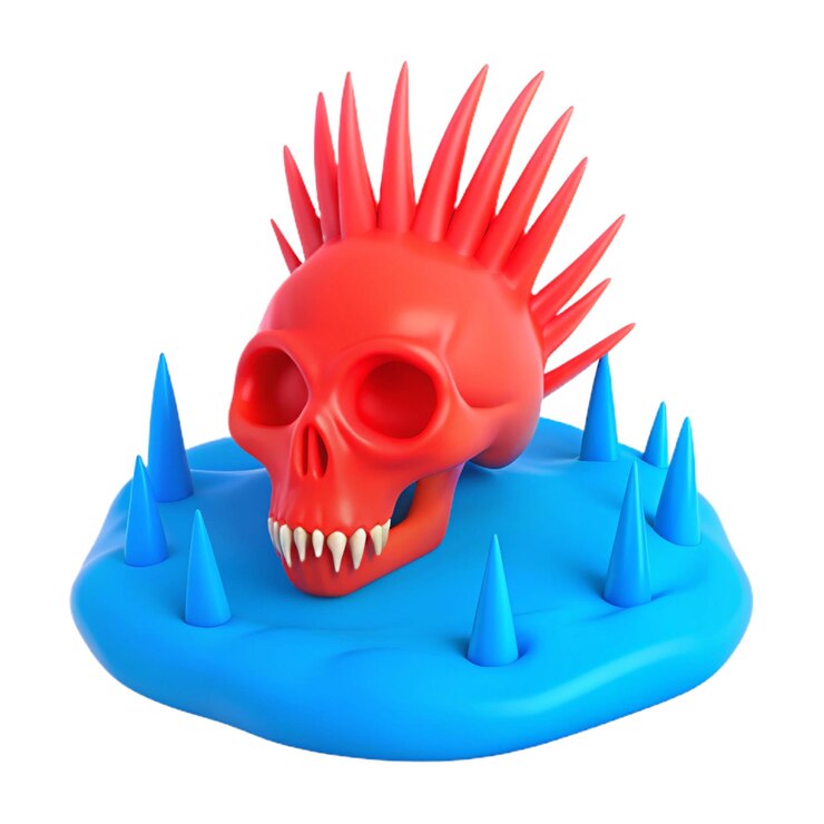 PSD a red creature with a red head in a pool of water