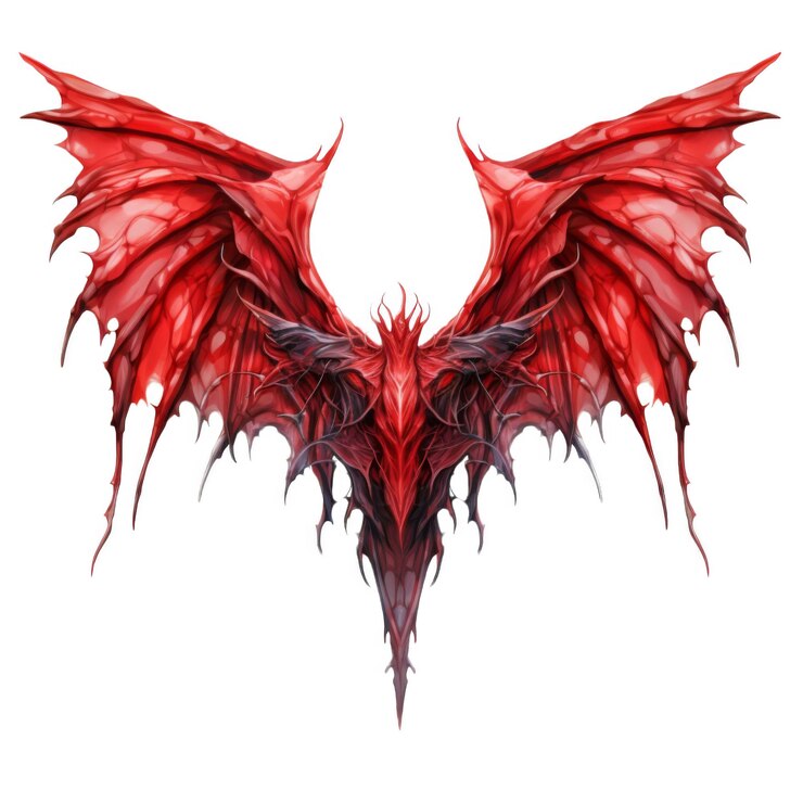PSD red creature with spiked wings