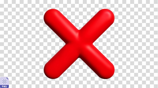 red crossing symbol on a white background representing a rejection or disapproval concept