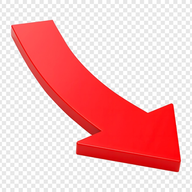 PSD red curved arrow pointing down