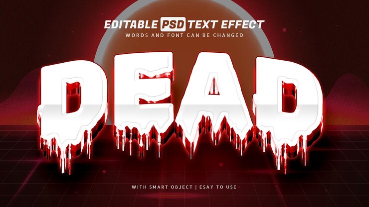 PSD red dead 3d text effect editable