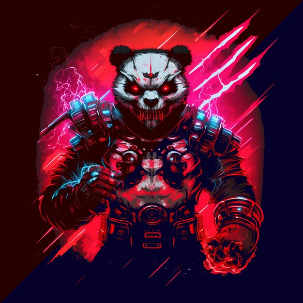 PSD red death angry panda op dark bg 4096px png transparant 300dpi digitaal t-shirt pod psd clipart boek