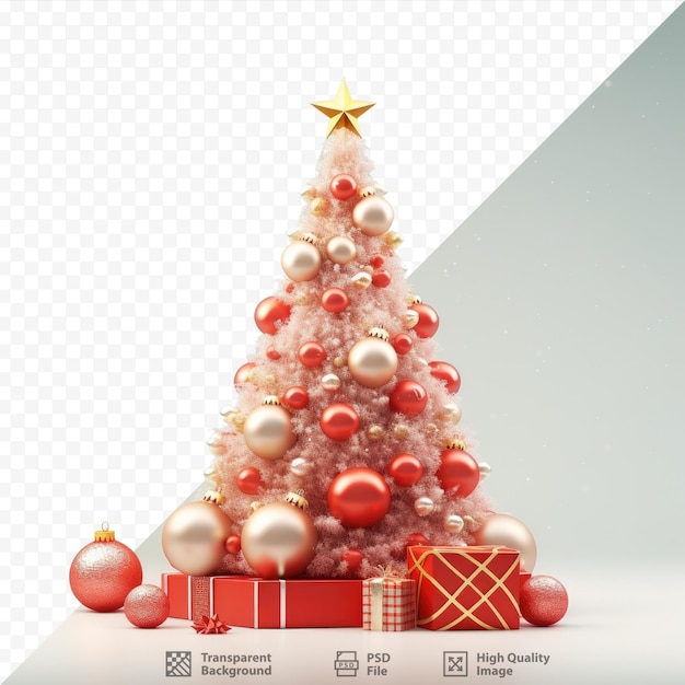 Red decorations on transparent background for Christmas tree