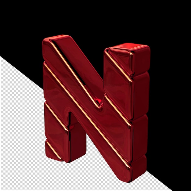 PSD red diagonal block symbol view from the left letter n