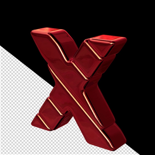 PSD vista del simbolo del blocco diagonale rosso dalla lettera x sinistra