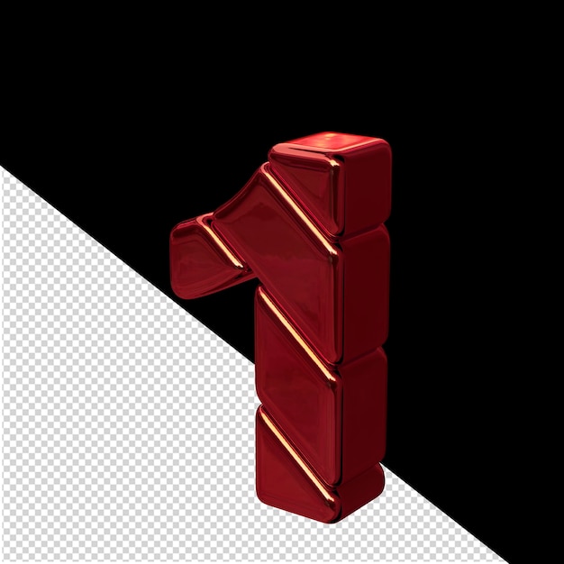 red diagonal block symbol view from the left number 1