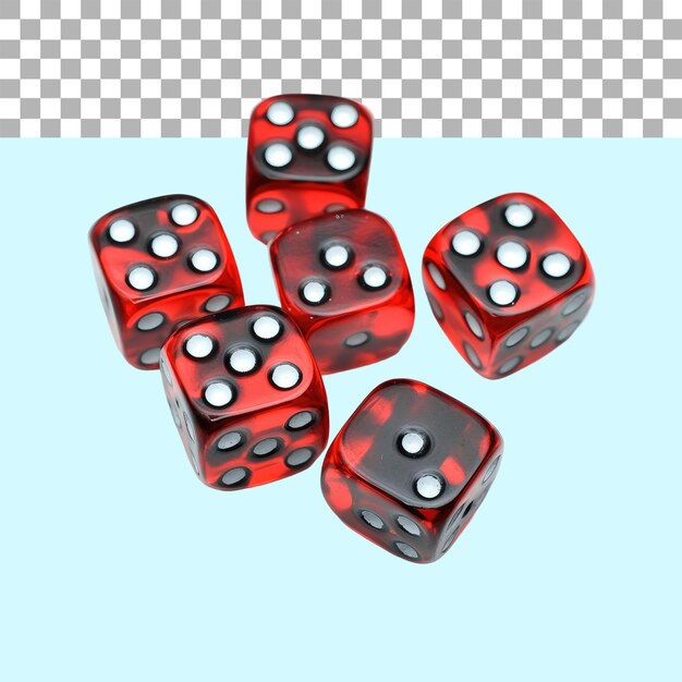 red dice on alpha transparent isolated on white background png cut out file clapping path