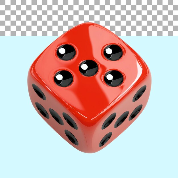 red dice on alpha transparent isolated on white background png cut out file clapping path