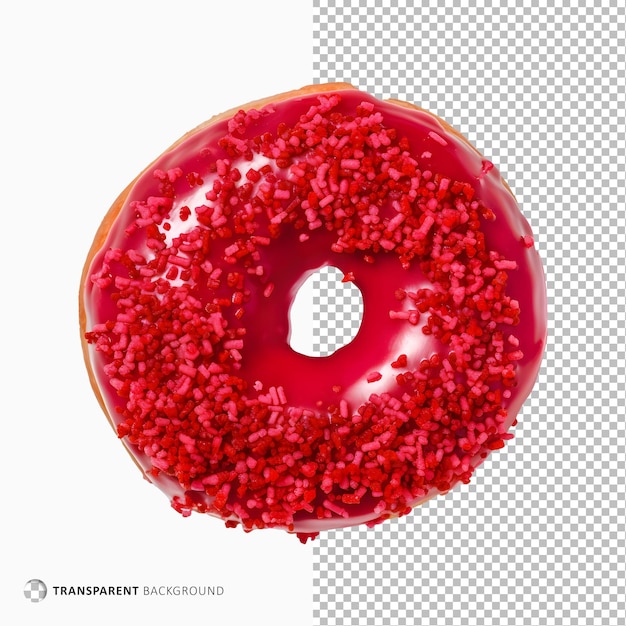 PSD red donut with transparent background