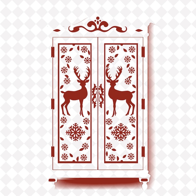 PSD a red door with a deer on it