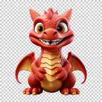 PSD red dragon cartoon 3d model isolated