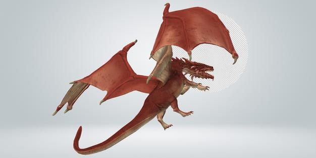 PSD a red dragon with a red body and legs