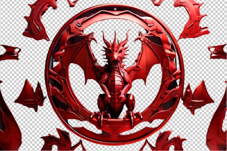 PSD a red dragon with a red dragon on it