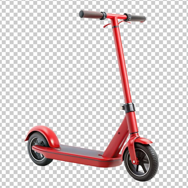 PSD bicicletta elettrica scooter rossa sfondo trasparente