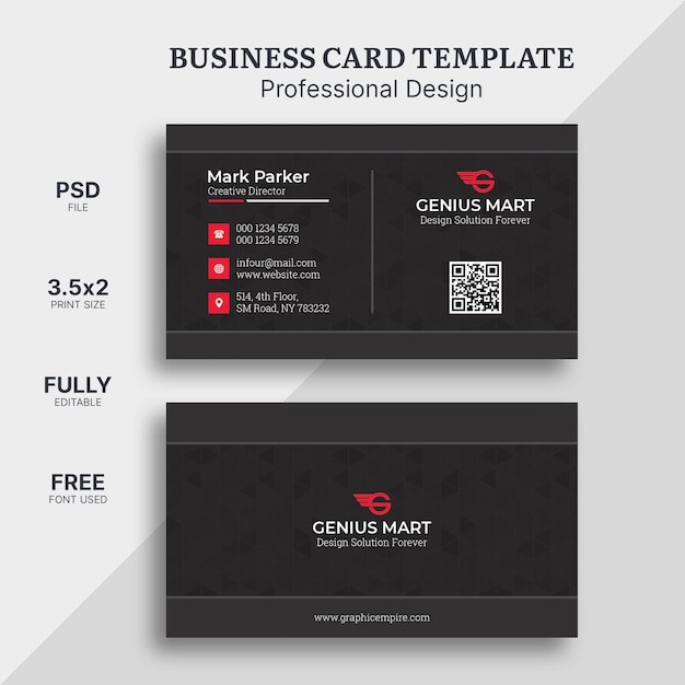 PSD red elegant business card