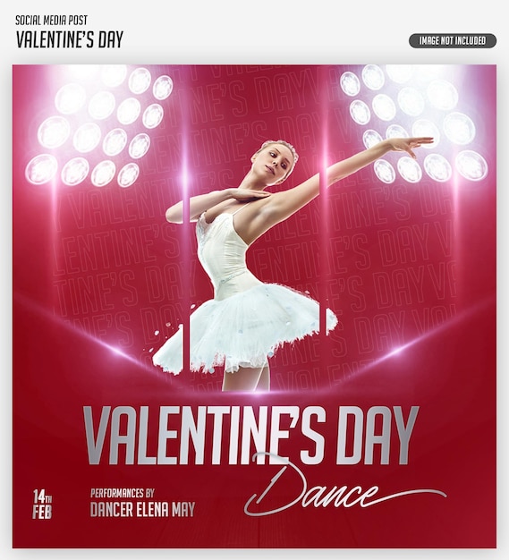 Invito alla festa di san valentino rosso elegante e moderno post sui social media, poster design a strati psd.