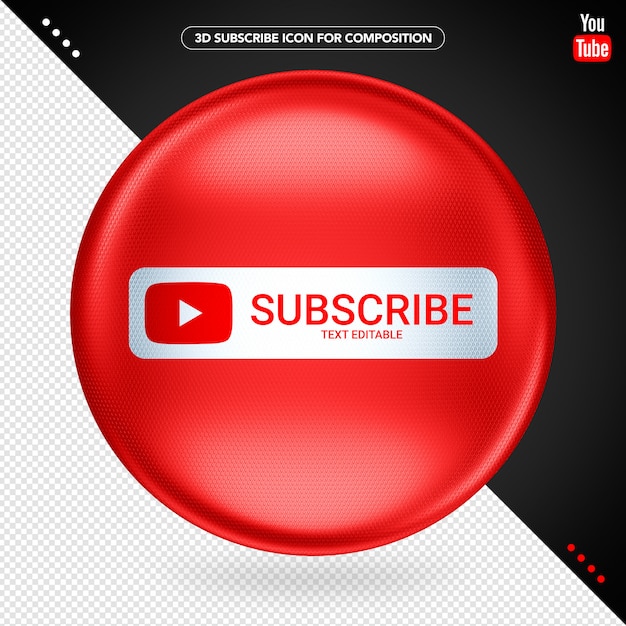 PSD red ellipse 3d youtube subscribe