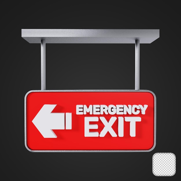 PSD red emergency exit sign 3d illustration