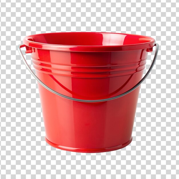 PSD red empty bucket isolated on transparent background