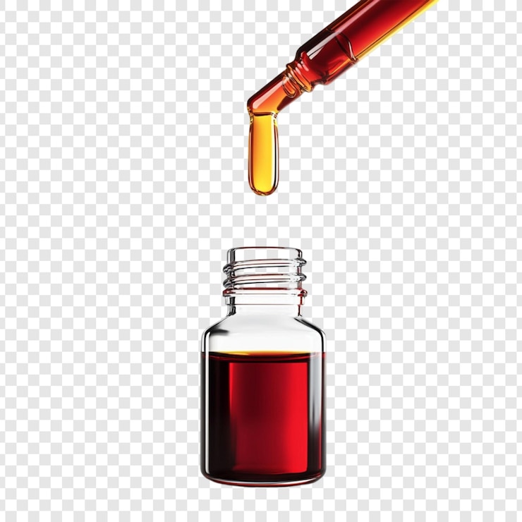 PSD red essential oil dropper bottle pouring liquid