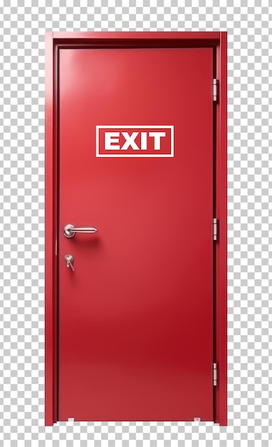 PSD red exit door isolated on transparent background