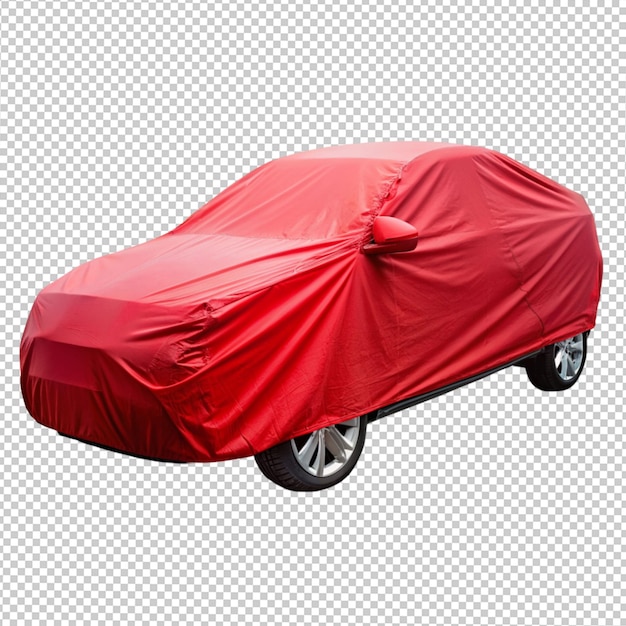 PSD a red fabric covering a car on transparent background