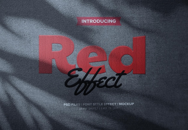 PSD red fabric embroidery text effect