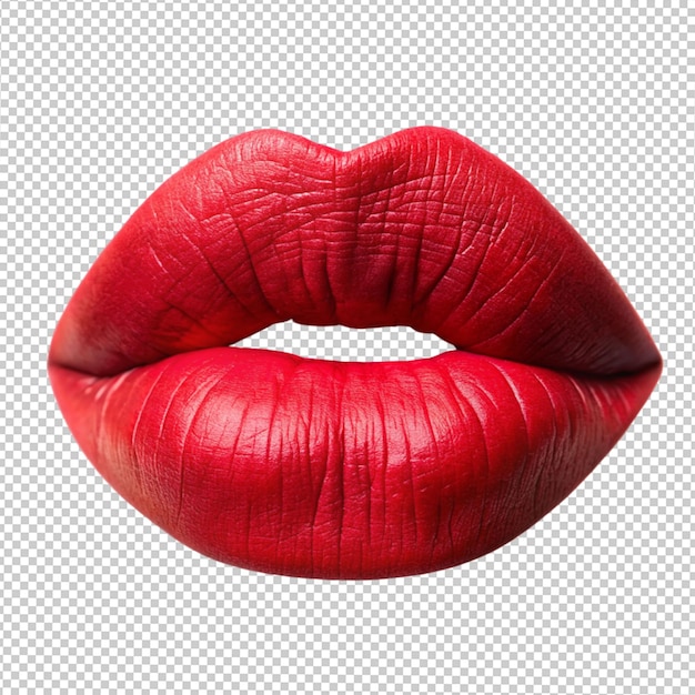 透明な背景に赤い女性の唇