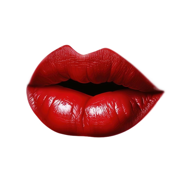 PSD labbra femminili rosse su sfondo trasparente create con intelligenza artificiale generativa
