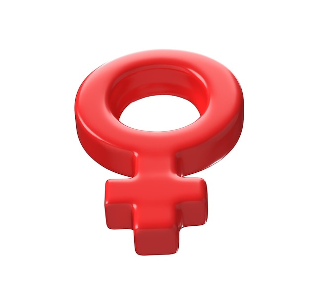 PSD 빨간색 여성 섹스 기호 3d 아이콘 3d 렌더링 성별 여자 기호 절연 투명 png 배경