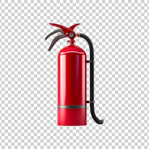 Red fire extinguisher on a transparent background