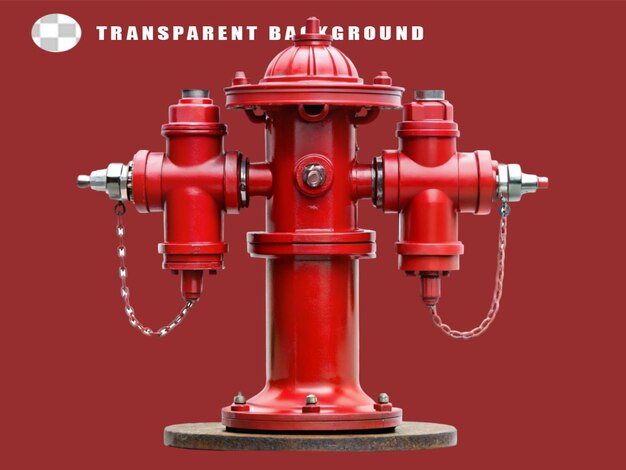 PSD red fire hydrant on transparent background 3d rendering