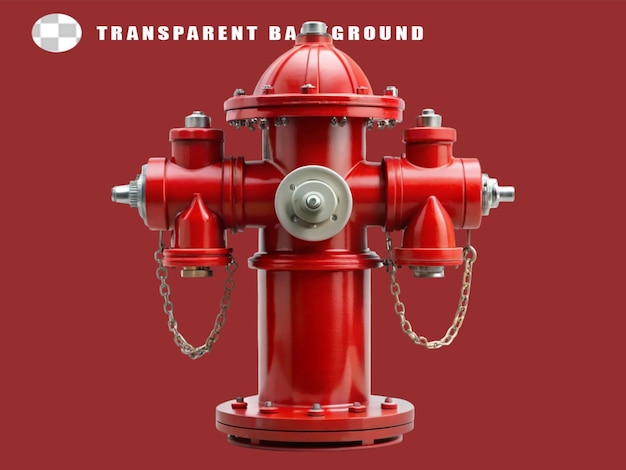 PSD red fire hydrant on transparent background 3d rendering