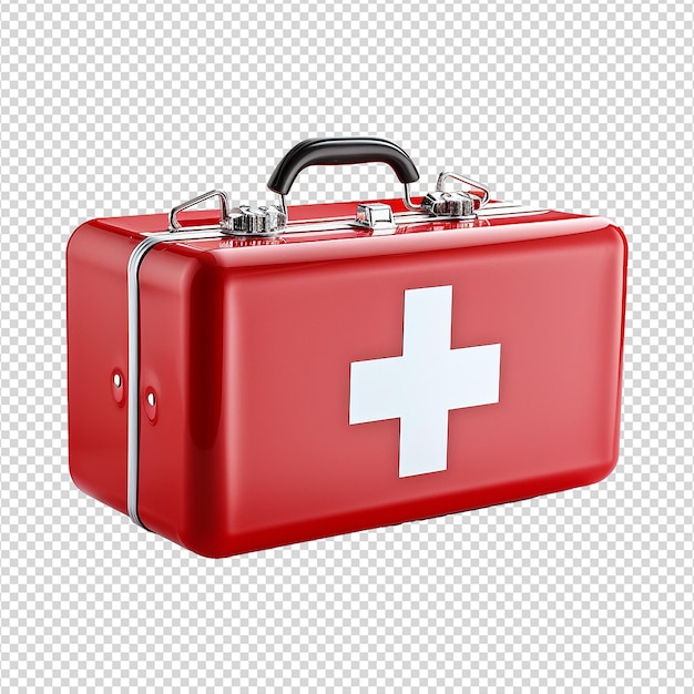 PSD red first aid kit isolated on transparent background