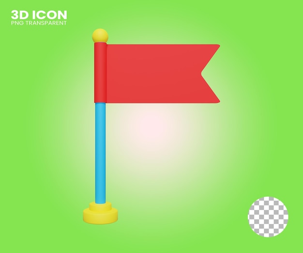red flag 3d icon  illustration on transparent background